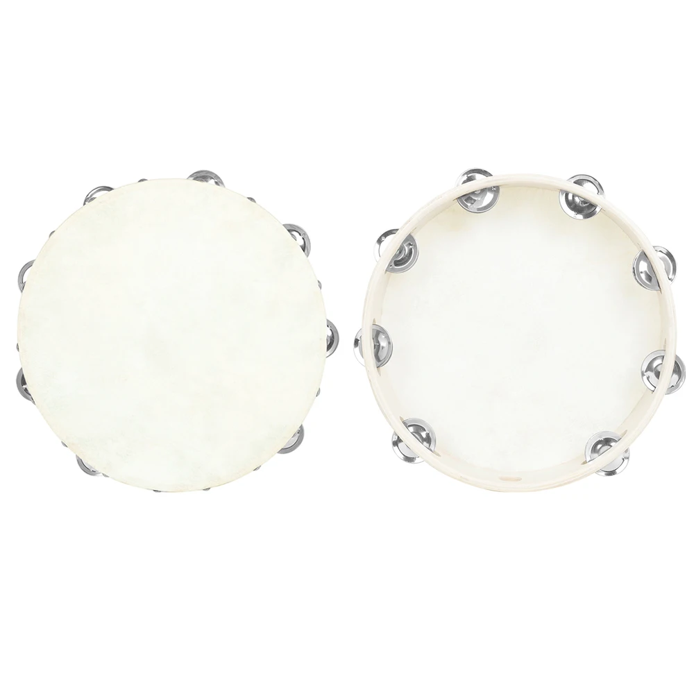

IRIN 8/10inch Tambourine Sheepskin Drum Wood Tambour Panderos Bell Jingles Orff Percussion Musical Instruments Christmas Gifts