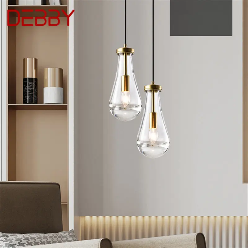 DEBBY lampu gantung kristal Modern, lampu gantung kuningan kreatif hanya Nordic untuk rumah ruang makan kamar tidur