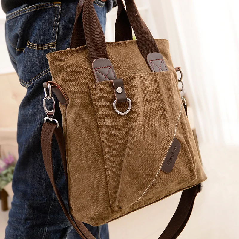 

Washable and wear-resistant canvas men's tote bag, business briefcase, ipad computer storage, single-shoulder crossbody bag