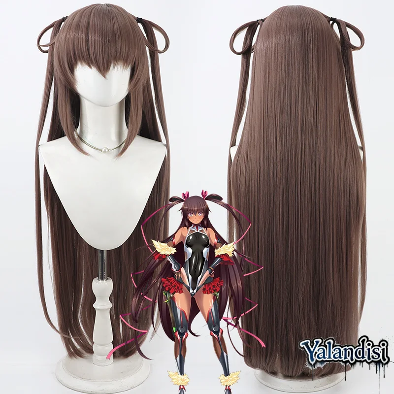 Yalandisi& Synthetic Hair Mizuki Yukikaze Cosplay Wigs Game Action Taimanin Mizuki Yukikaze 90cm Long Dark Brown Heat Resistant