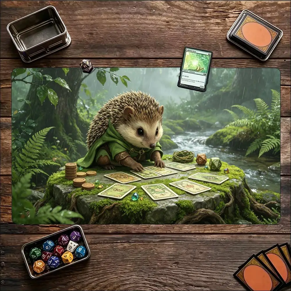 Cute Forest Squirrel Adventurer Game Playmat Non Slip Rubber Extended Table Mat For Trading Card Game Tabletop Gaming
