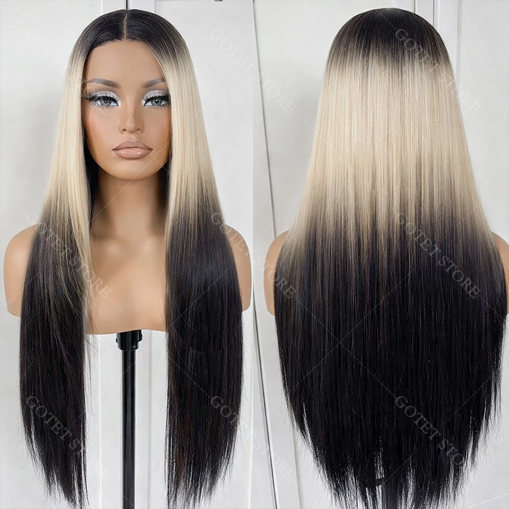 

TB/613 Blonde Highlight Ombre Lace Front Wig Human Hair Ultra-fitted Long Silky Straight 4x4 Frontal Wig Human Hair Glueless Wig