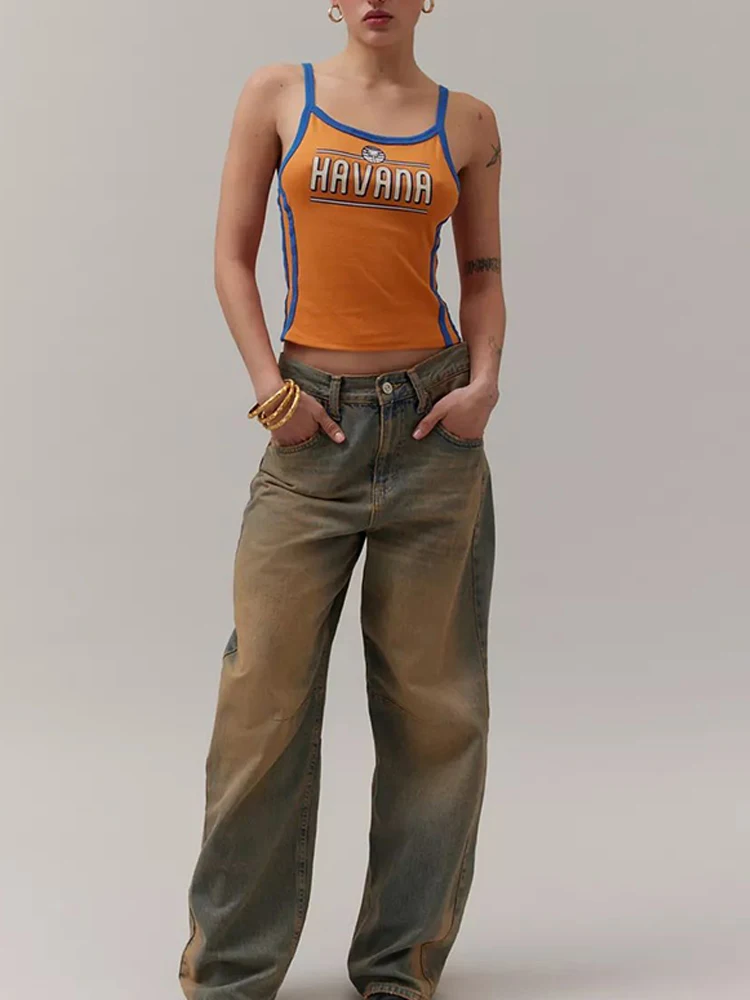 

Brown leisure Y2K style new ultra-thin close-fitting fashion vest in the summer of 2024