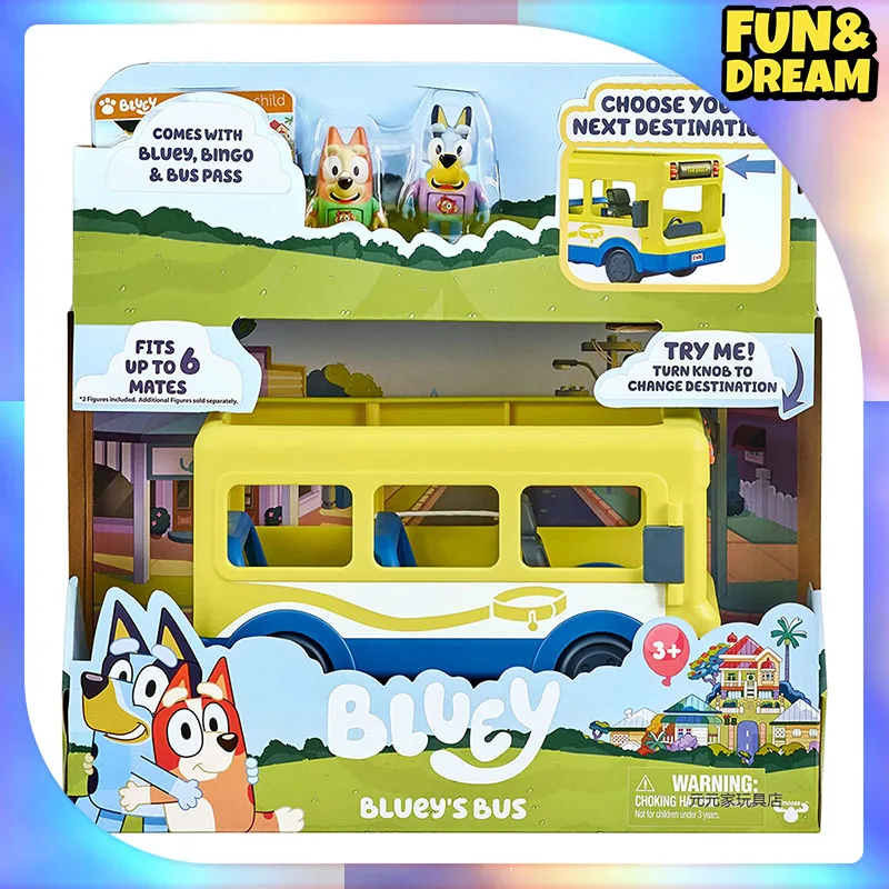 

The Bluey Family And Friends Cute Bluey Dolls Movable Table Ornaments Children'S Toys School Bus Ornaments Birthday Present