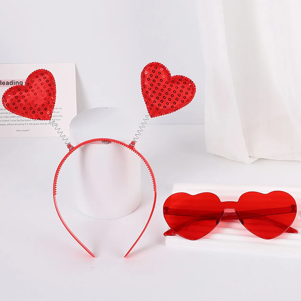 Heart Day Headband Hair Hoop Valentine S Valentines Headdress Love Headbands Women Red Boppers Head Wedding Cupid Costumehoops