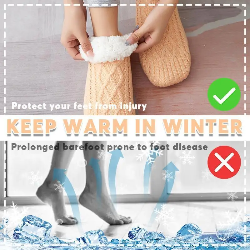 Thermal Cashmere Socks Thickened Woven Floor Socks Winter Women\'s Carpet Home Socks Plus Velvet Thickening Socks Shoes