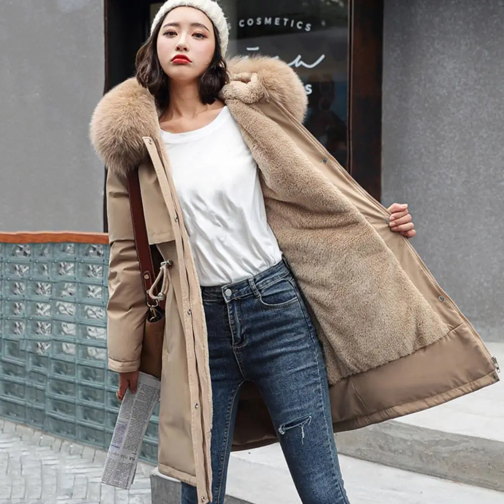 2022 New Winter Jacket Women Parka Fashion Long Coat Wool Liner Hooded Parkas Slim With Fur Collar Warm Snow Wear Padded Clothes