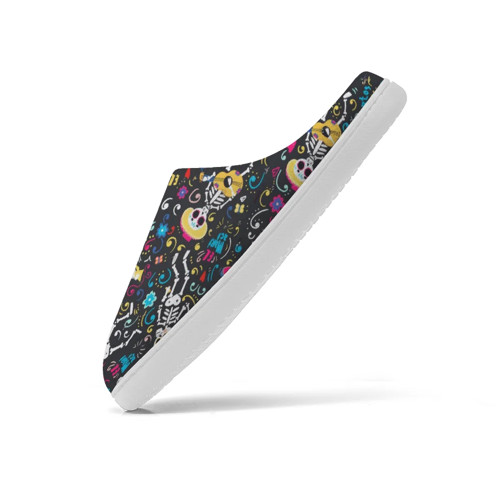 Skull music printed cotton slippers plush casual warm slippers winter home cotton slippers