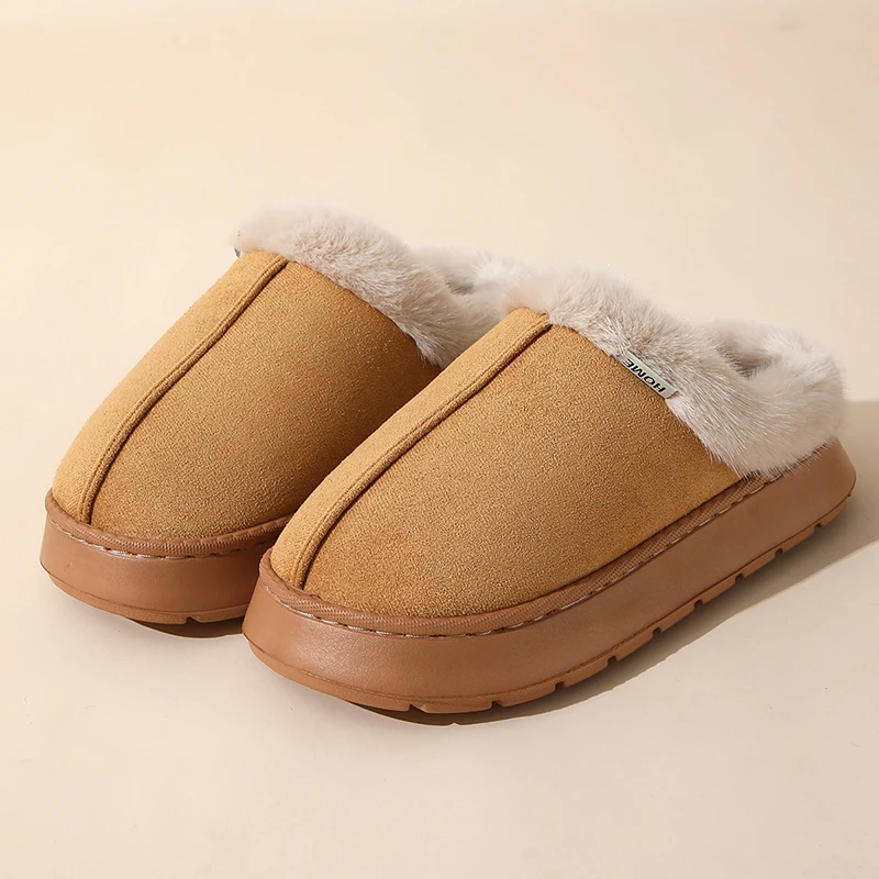 Faux Suede Fluffy Women' Winter Slippers 2026 Fashion Fuzzy Fur Platform Cotton Padded Shoes Women Outdoor Non Slip Snow Boots