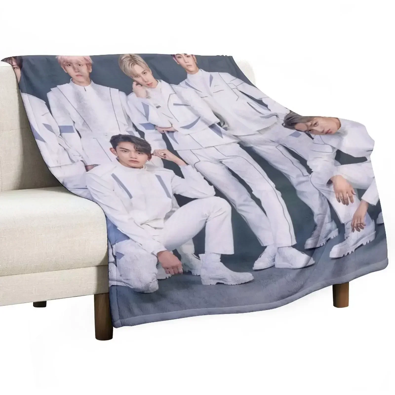 

SUPERM X KOREAN AIR LET'S GO EVERYWHERE Throw Blanket Flannel Fabric manga Blankets