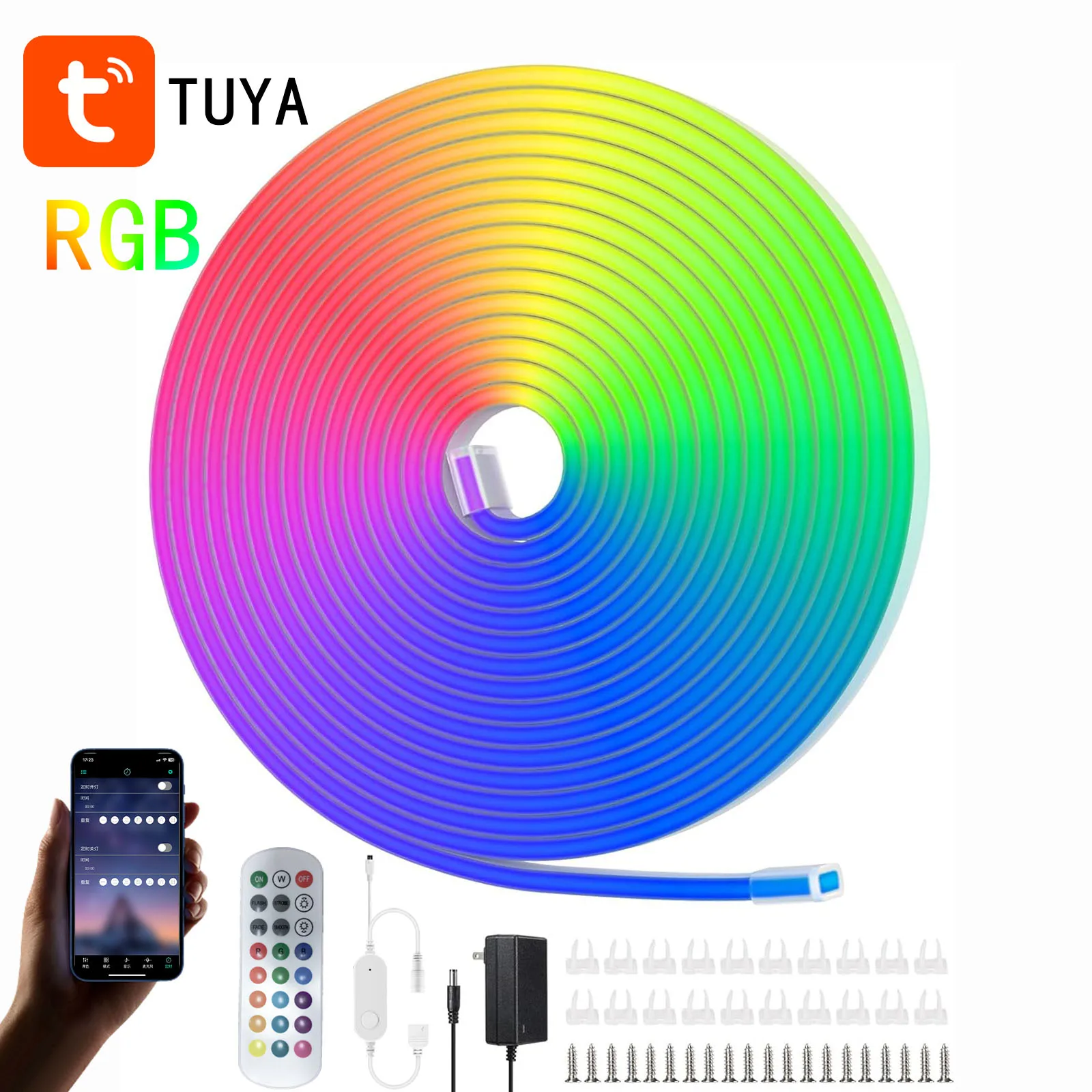 Tuya LED Neon Light Strip 6 * 12mm 24V RGB Waterproof Strip Light Strip Suitable For Outdoor Decorative Atmosphere In Houses