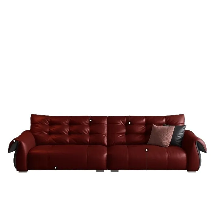 

Leather art, sofa, genuine leather, modern, European style, light luxury, large sitting depth, living room, multi-person, firs