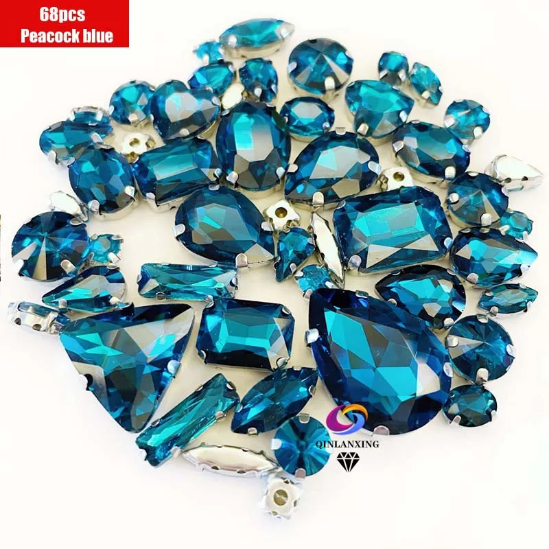 68Pcs Mix Crystal Silver Claw Setting Rhinestones