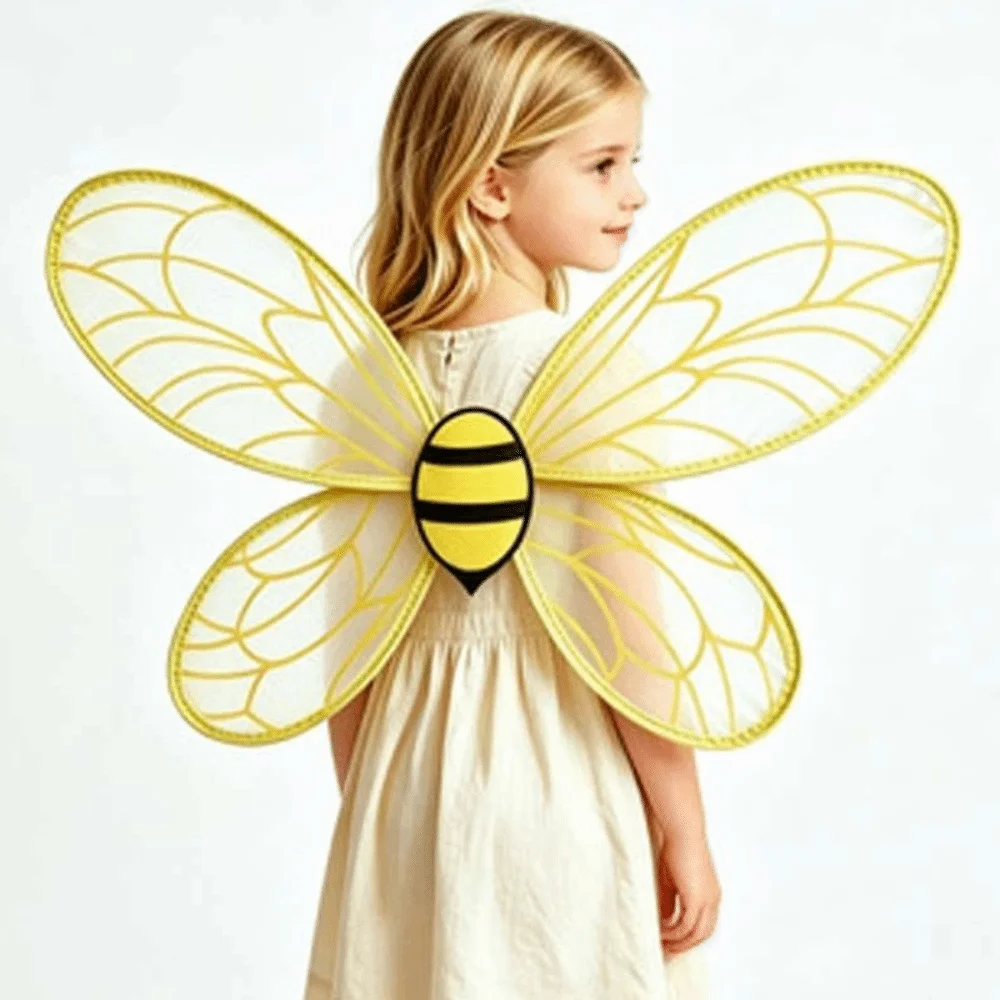 Creative Bugs Bee Cosplay Wings Suit Sparkle Insect Party Wings Handmade Craft Elastic Straps Costume Wings Women