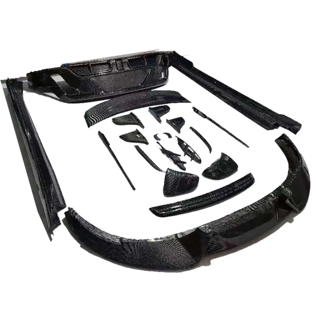 Taycan M Style Real Carbon Fiber Body Kit for Porsche Taycan 2020+ Front Lip Side Skirt Diffuser Spoiler