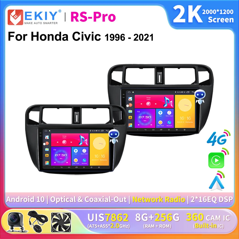 

Автомагнитола EKIY CarPlay на Android для Honda Civic 1996-2001 мультимедийный видеоплеер с 2K экраном 2din стерео GPS навигация голосовое ии