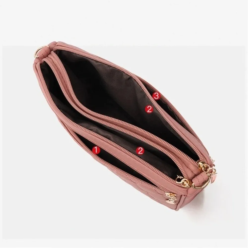 Fashion Zipper Shoulder Bags Pu Leather Solid Color Crossbody Bag Embroidery Thread Large Capacity Messenger Bag Women