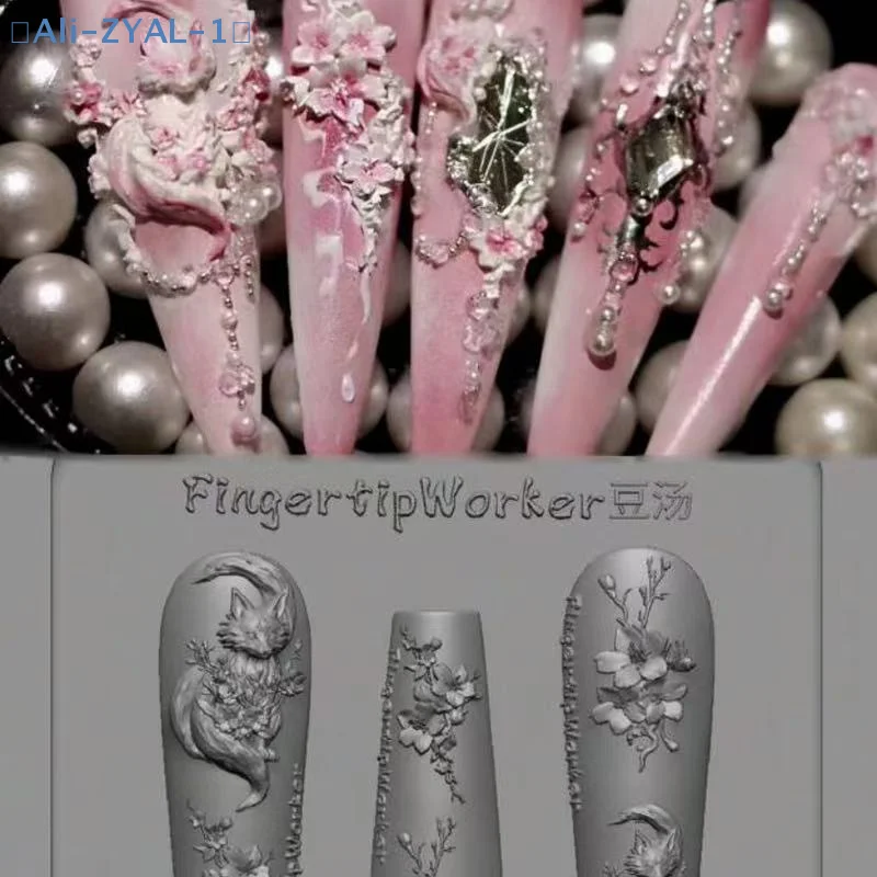 【ZYAL-1】Flower Fox Transparent Silicone Nail Molds DIY Nail Art Decoration Manicure Design Tools 3D Acrylic Nail Mold Charms