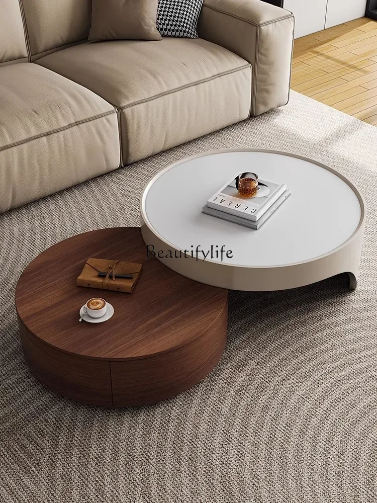 

pg45Cream Style Size round Coffee Table Minimalist Modern Retro Living Room Home Antique Style Tea Table