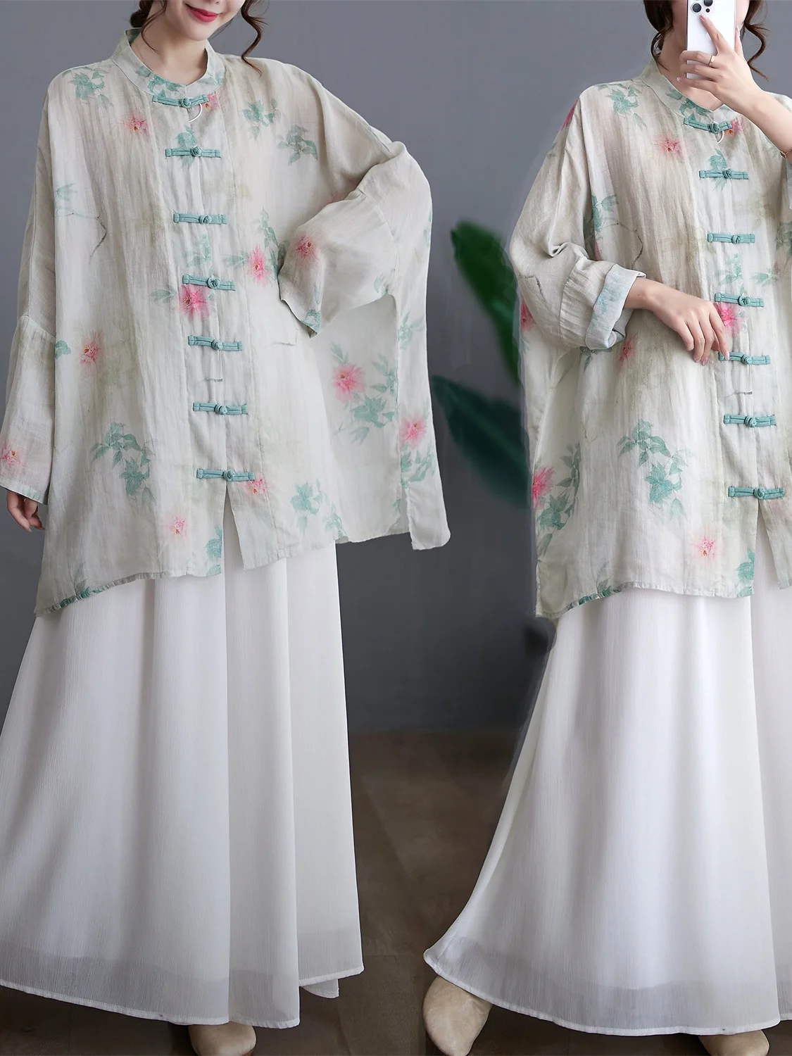 

New Chinese Sle Zen Faion Women's Autumn plus Size irt Set Casual Two-Piece Suit Traditional National Trend High-End Feel