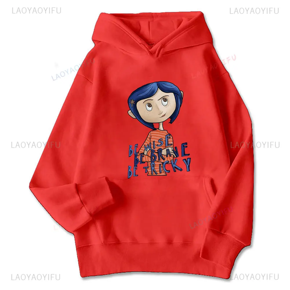 Trend Coraline Hooded Tim Burton Neil Gaiman Nightmare Before Christmas Goth Dark Men Thermal Hoodie Autumn and Winter