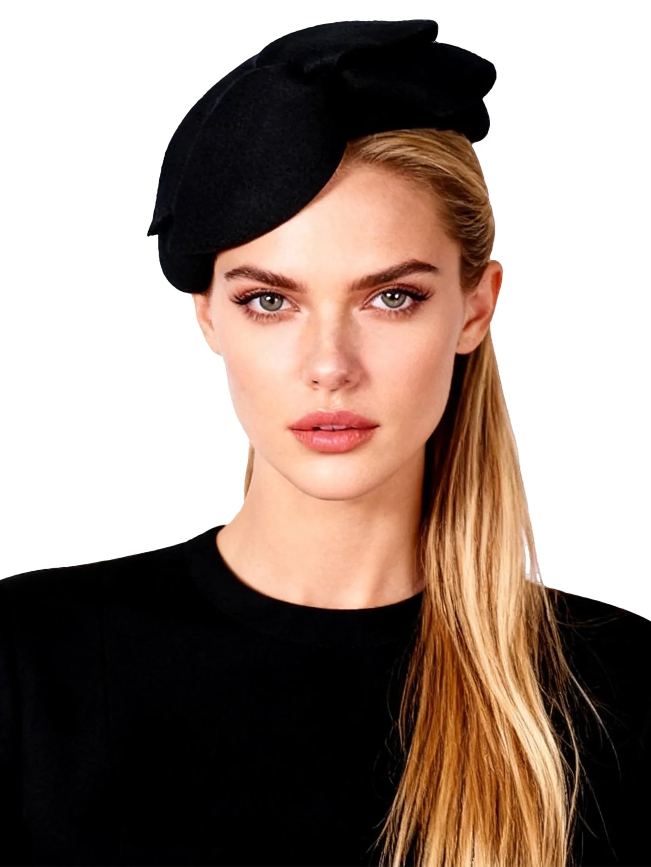 FS 100 % Wollfilz-Fascinator für Damen, Damen, Hochzeit, Fedora, Kirchenhüte, grüne Blumen-Baskenmütze, Mütze für Damen, Teeparty, Pillbox-Hut