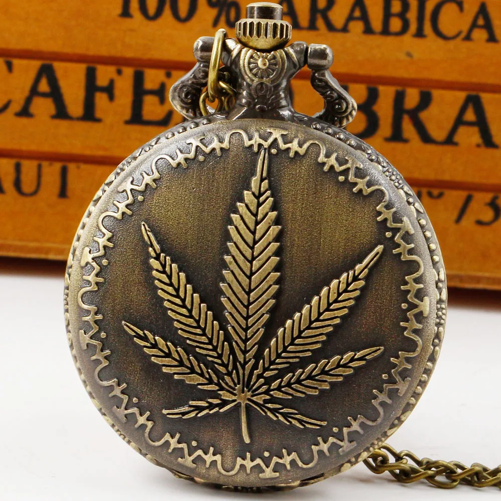 

Maple Leaf Relief Quartz Pocket Watch Necklace Creativity Personalized Men Chain Watches Dropshipping reloj hombre