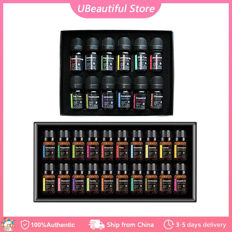 12/20pcs Aromatherapy Essential Oil Set Natural Plant Essence Tea Tree Lemongrass Lavender Essential Oil For Aromatic Diffusers