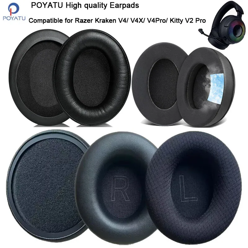 Poyatu ? oreillettes de remplacement en mousse à mémoire de forme, pour Razer Kraken V4 V4X V4 Pro /Kitty V2 Pro Poyatu ? oreillettes de remplacement en mousse à mémoire de forme, pour Razer Kraken V4 V4X V4 Pro /Kitty V2 Pro
