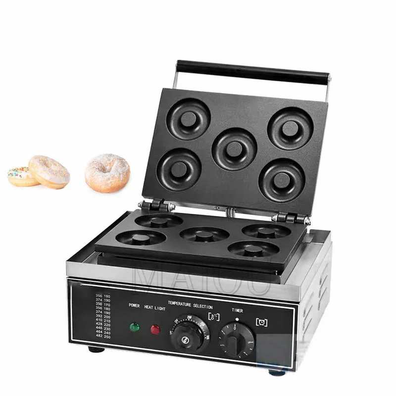 1550W Electric Donut Making Machine 5 Holes Donut Maker Machine Non-Stick Mini Donuts Machine Commercial Snack Machine