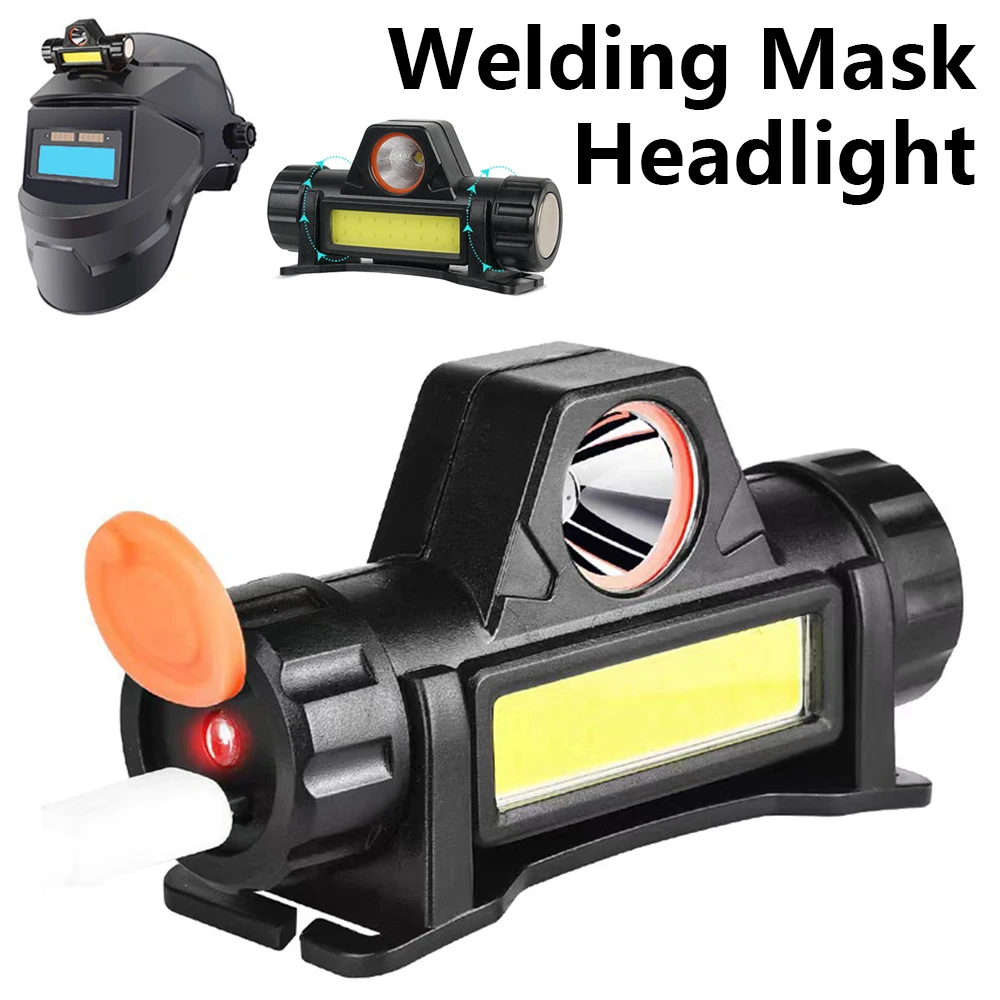 Headwear Astigmatism Lamp Electric Welding Mask Headlight USB Rechargeable Dual Light Source for Welding Cap Lighting