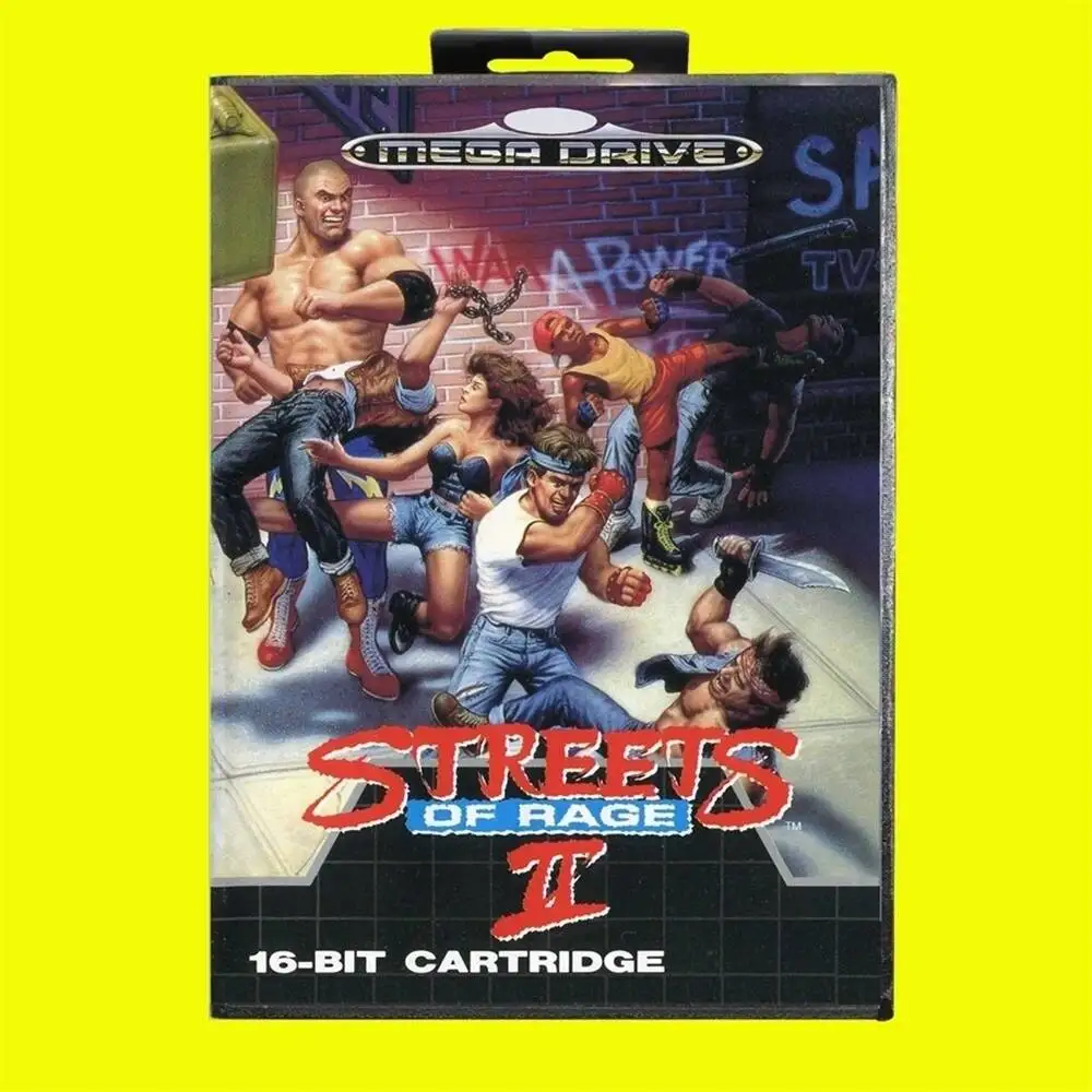 Cartão de Jogo Streets Of Rage 2 16 Bit MD com Caixa de Varejo com Tampa EU para Sega MegaDrive e Genesis