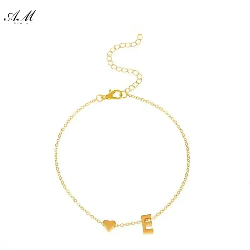 26 pulseiras com letras iniciais em inglês para amantes, mulheres, homens, faça você mesmo, nome personalizado, liga, formato de coração, joias, aniversário