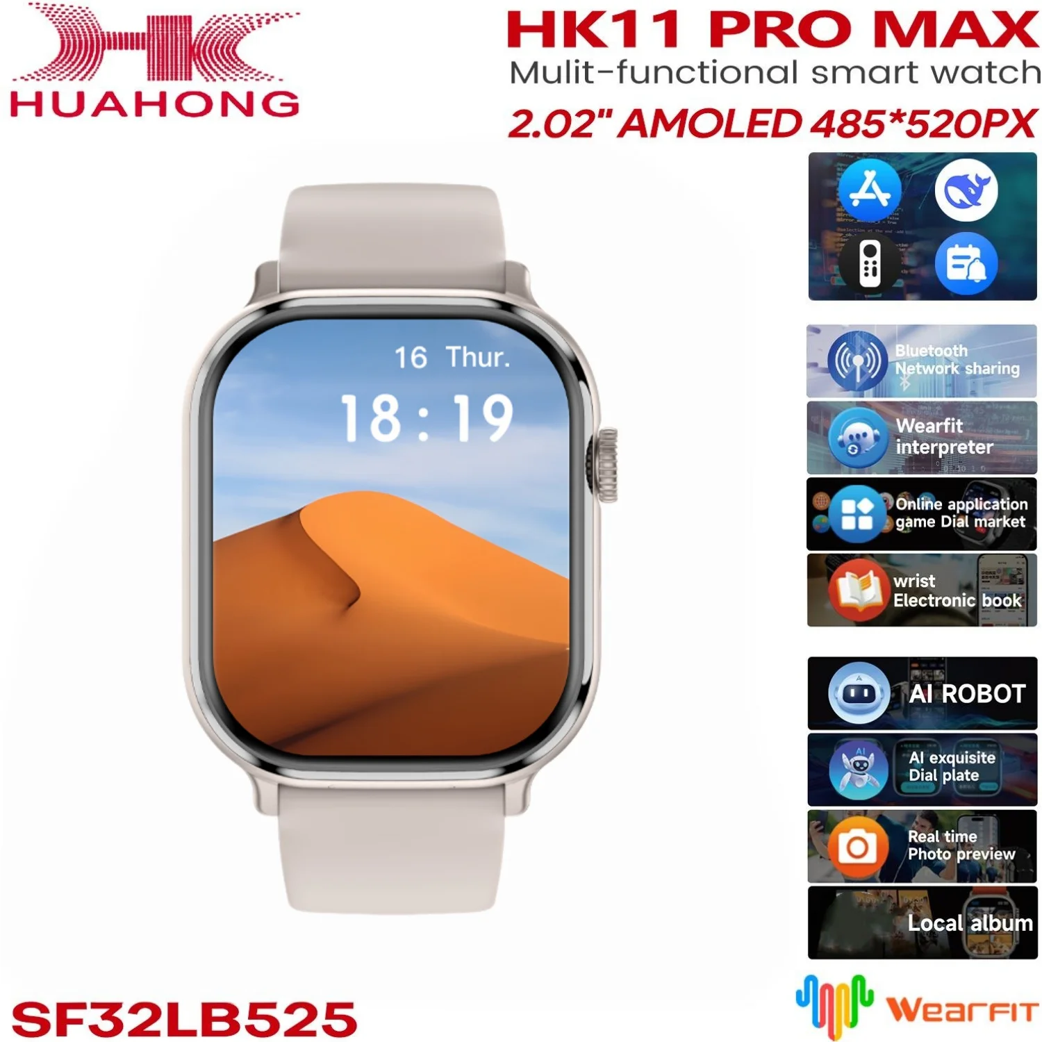 Original HK11 Pro MAX SmartWatch AMOLED Bluetooth Call AI Robot Share Network ChatGPT NFC Compass GPS 3D Menu Music Watch