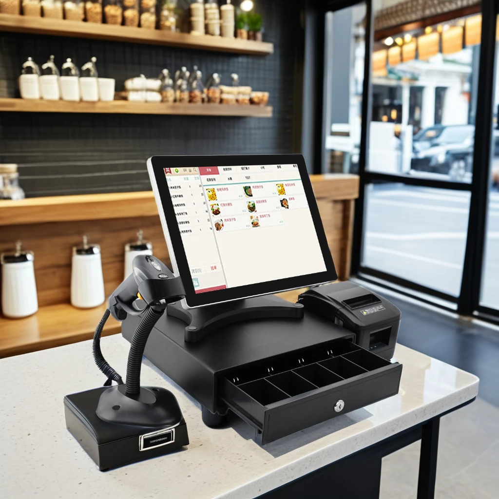 

All-in-one 15.6 inch touch display POS machine coffee shop point of sales with billing system Efficient checkout counter