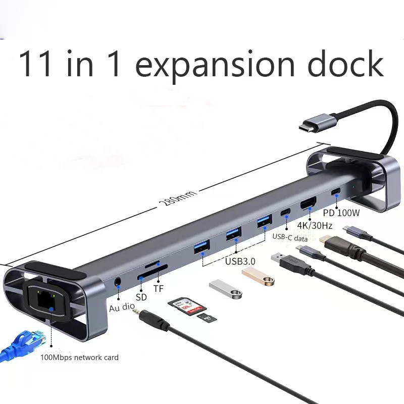 

Hu-b3.0 Multi Interface Expander Laptop Base Folding Stand 10 In 1 Type-C Expansion Dock