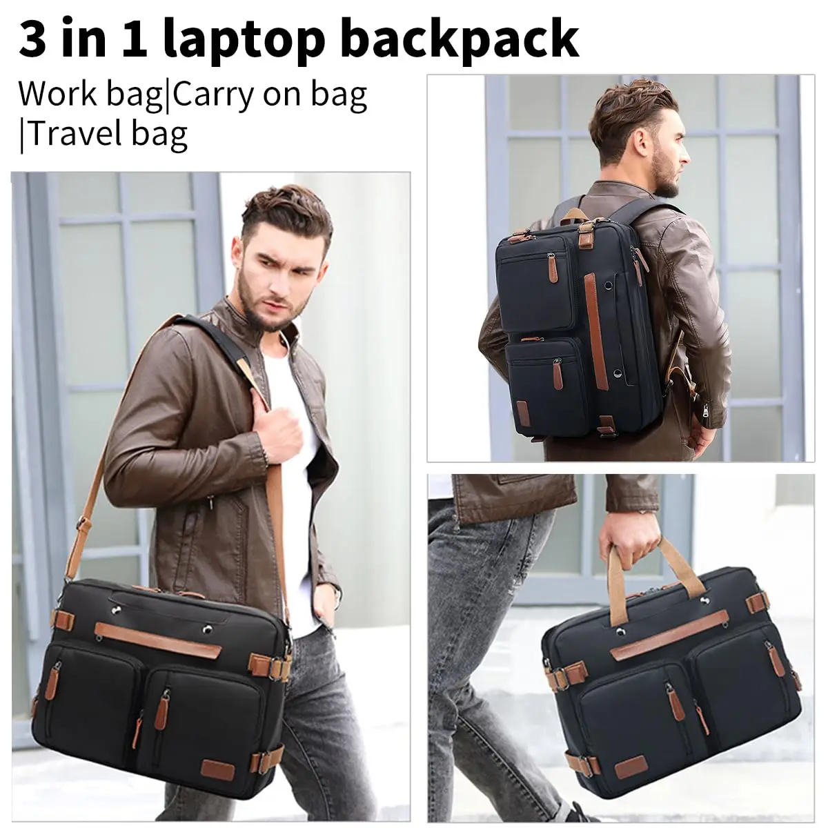 3 in 1 Laptop Bag for Men 17.3 inch Office Laptop Work Bags Business Backpack Messenger Bag Computer Bags Laptops for Men Women