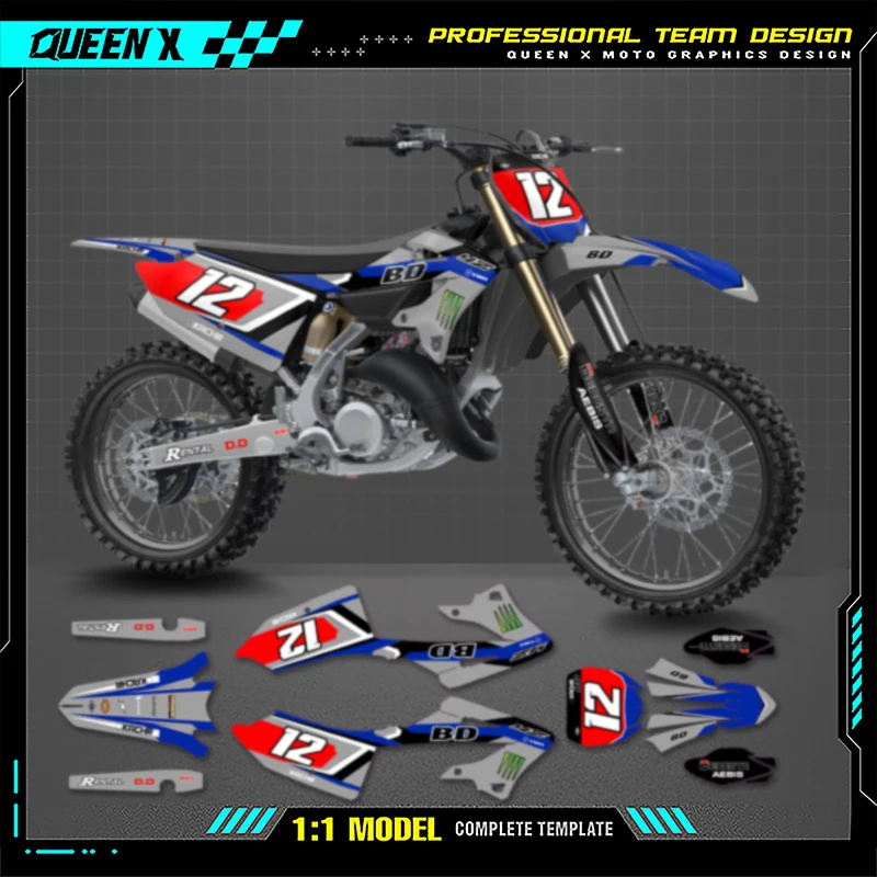 QUEEN X MOTO Custom Team Motorcycle Graphics Decal Stickers Kits For YAMAHA YZ125 YZ250 2022 2023 2024