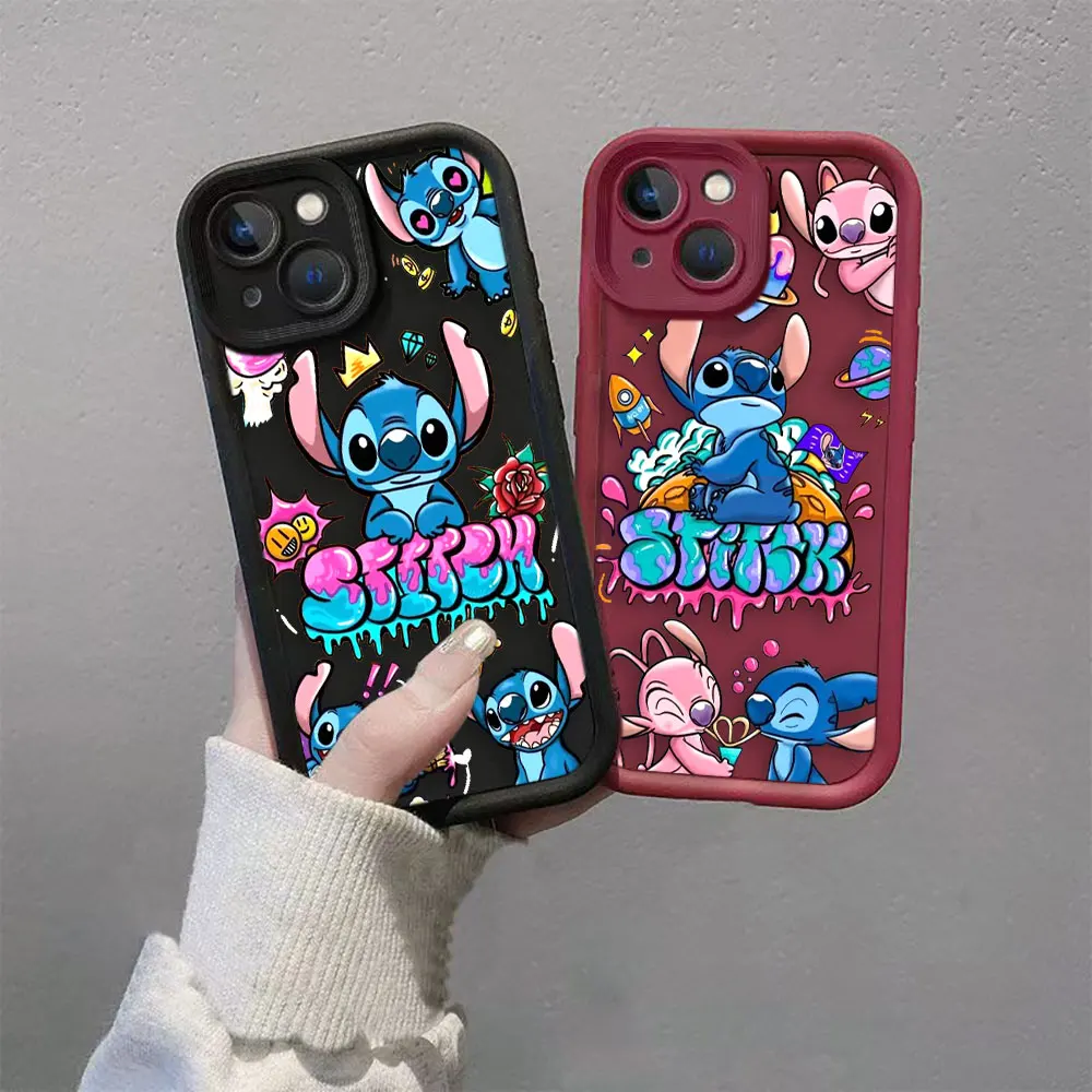 Disney Baby Lilo And Stitch Angel Case For VIVO Y20 Y17 Y17S Y21 Y22S Y22 Y27 Y28 Y35 Y36 Y50 Y51 Y72 Y75 Y76 Y77 Y78 Y100 Case