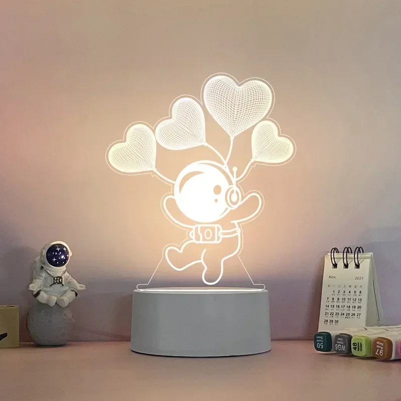 Nice อะคริลิค 3D Night Lights Creative ห้องนอนตารางโคมไฟสําหรับตกแต่งบ้านเด็กเดสก์ท็อปเครื่องประดับ