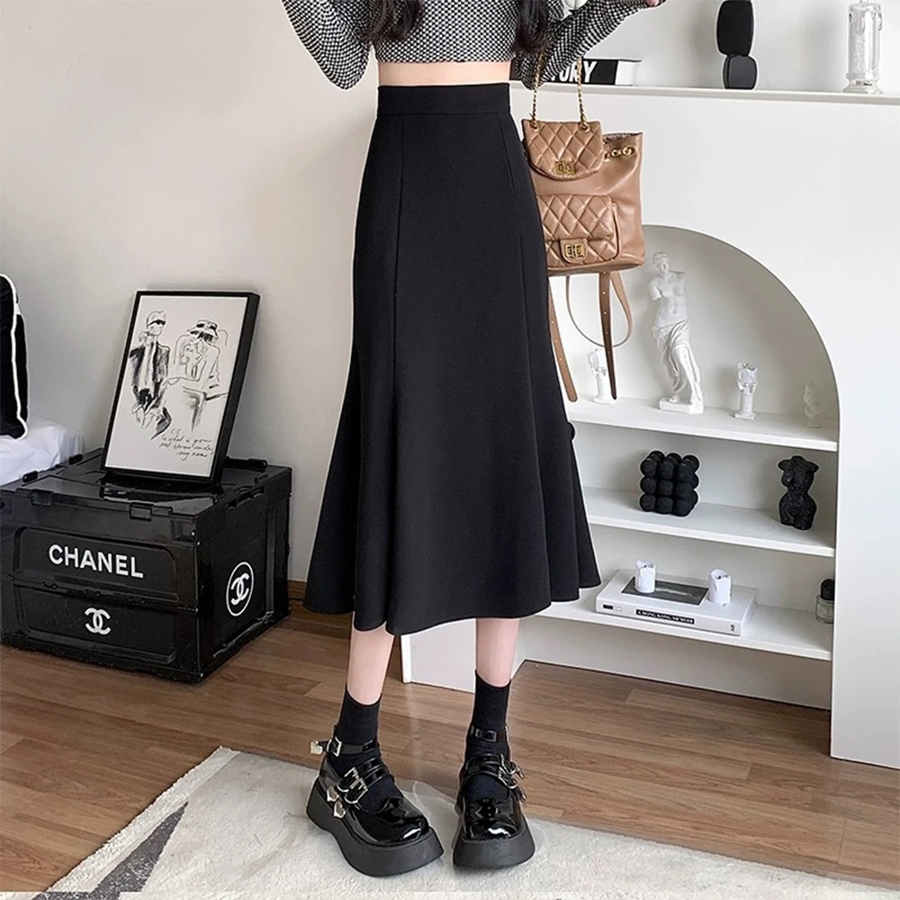 

Autumn Black Long Skirt Women High Waist Mermaid Skirts Sexy Elegant Skirts Hip-hugging Long Skirt Ladis Streetwear