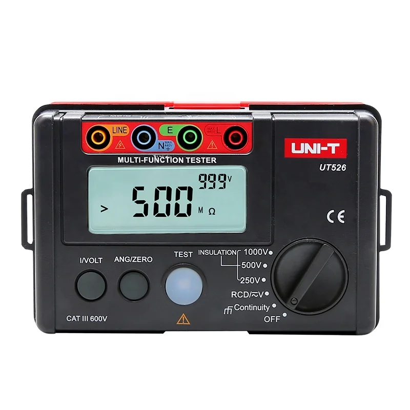 UT526 Digital Electrical Meter Insulation Resistance Tester AC DC Voltmeter/ RCD Test / Low Resistance Continuity Measure