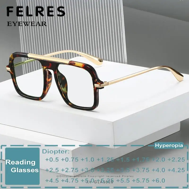 

Large Square Anti Blue Light Reading Glasses Men Women Brand Design Finished Prescription Optical Glasses Customized Diopter