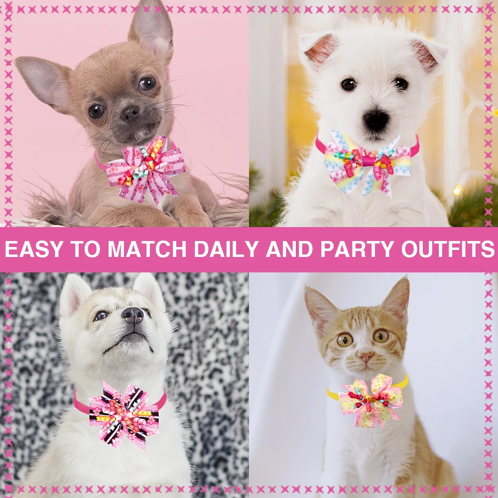 New 50/100pc Dog Bow Tie  Summer Dog Items Bulk Small Dog Bowties  Fashion Dog Supplies Dog Grooming Accessories For Small Dogs