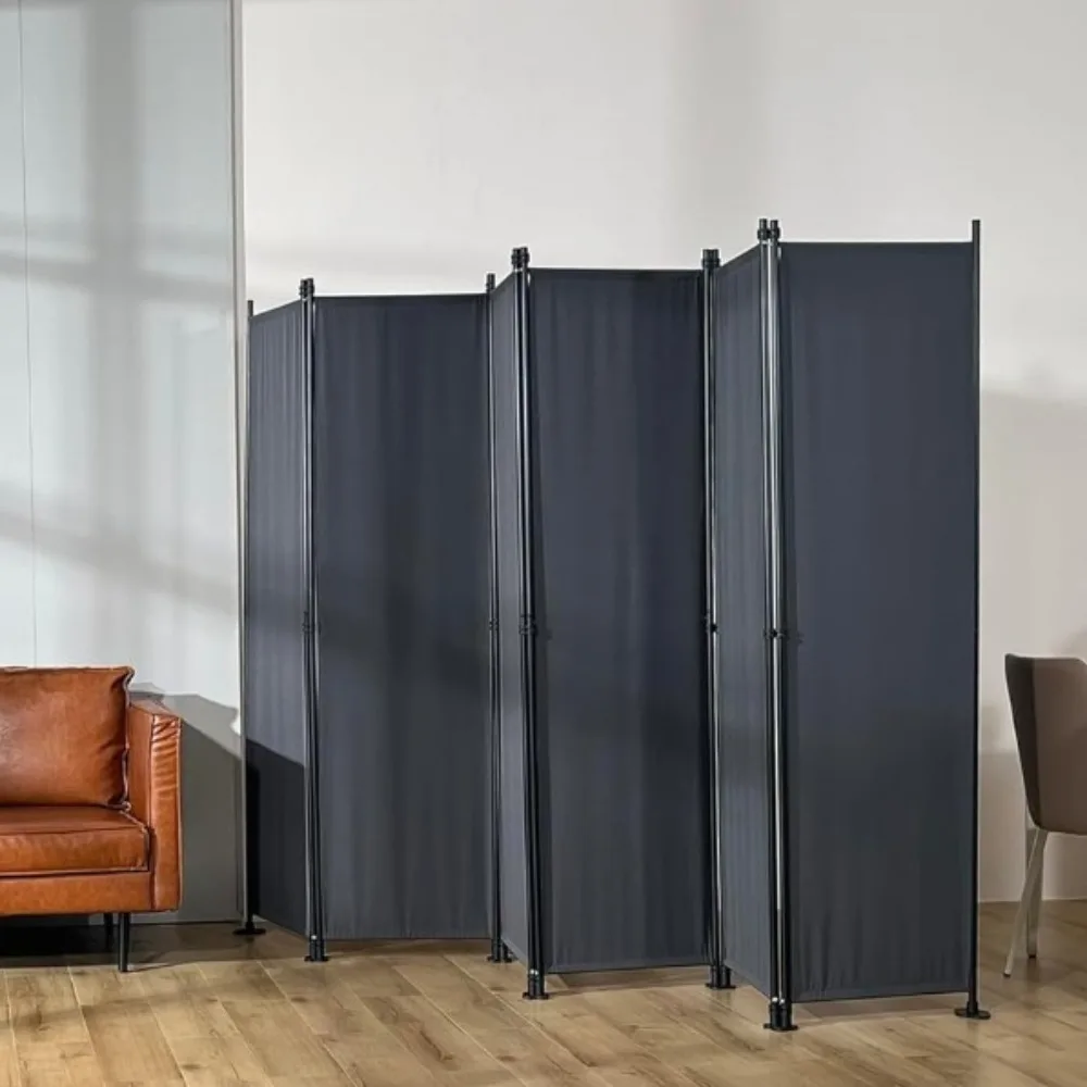 

6 Panel Room Dividers Folding Privacy Screen, 10ft Wide 6ft Tall Partition Office Walls Separator with Small Base, Grey