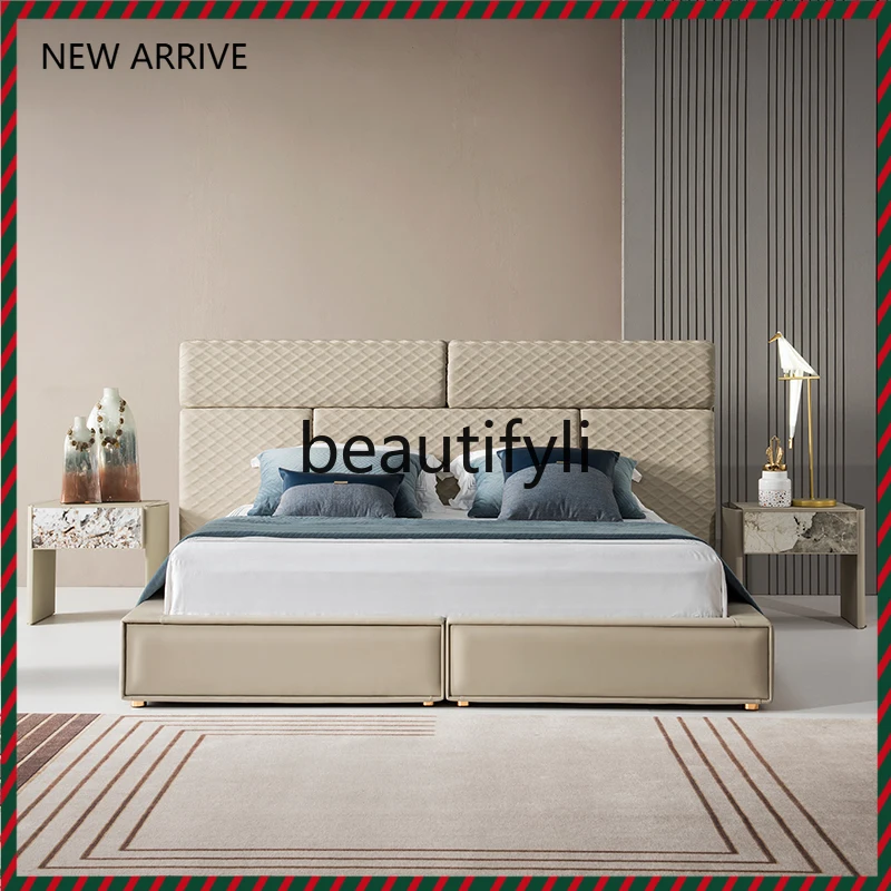 

D2520 Light luxury rock slab simple bedroom minimalist bedside cabinet