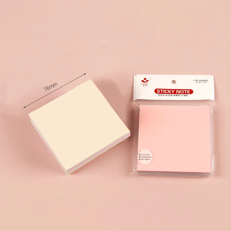 100Sheets 76*76mm Pure Color Paper Memo Pad Sticky Notes Bookmark Point It Marker Memo Sticker Office School Supplies Notebooks