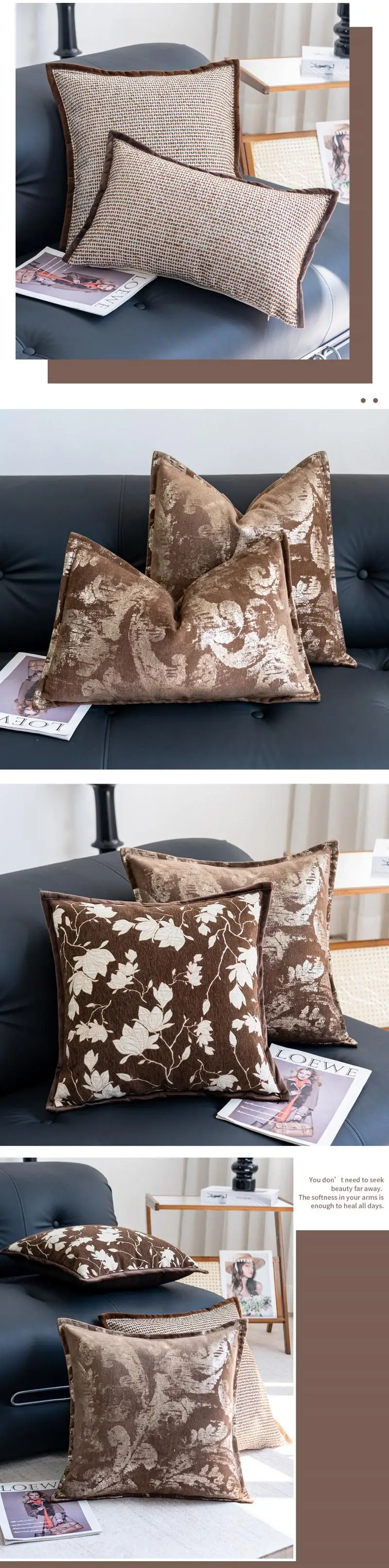 Französischer Retro-Luxus Jacquard-Kissenbezug, Cojines Niederländischer Samt-Dekorationskissenbezug, Kopfteil-Kissenbezüge – Detail 6