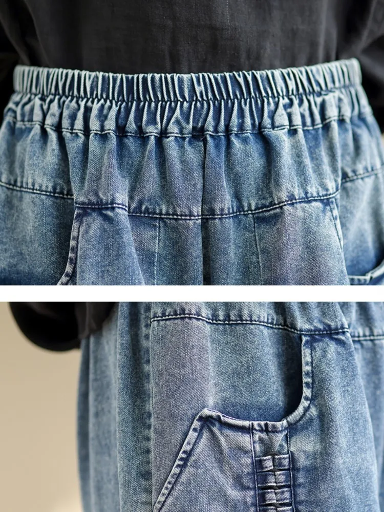 Jeans Übergroßen Frühling Breite Bein Hose Frauen Elastische Hohe Taille Beiläufige Lose Damen Hosen Mode Unregelmäßige Gefaltete Frau Hosen