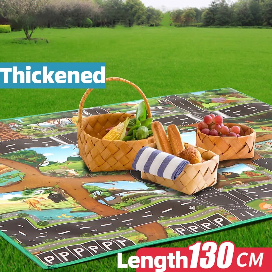 Boys Girls Carpet Toddler Interactive Non-Toxic Map Baby Farm Road Portable Rugs Children Picnic Thickened Toy Playmat 100x130cm